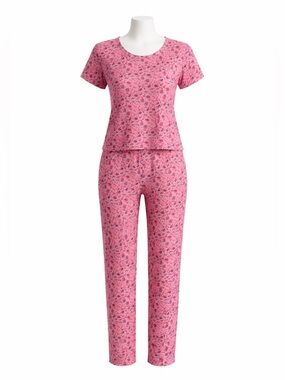 Size S Zara Women’s Pink Floral Lounge Set Pajama Top Pants Soft Cozy